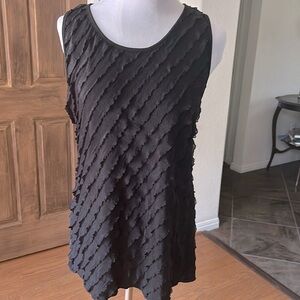 Saint Tropez West Womens Top Sheer Vintage Black Medium Layer Keyhole Stretch